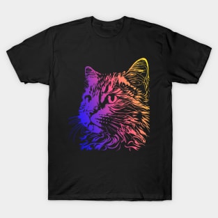 Cute face cat with colorful design for cats lovers T-Shirt